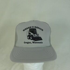 Vintage San Sun Mesh Trucker Hat Gray Weber's Repair Oregon WI Snapback Mesh Cap